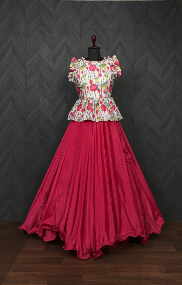 Chinnon Lehenga with Kalamkari Peplum Blouse