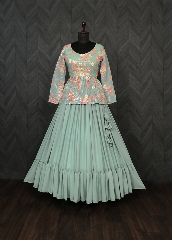 Elegant Georgette Lehenga with Peplum Blouse